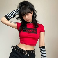 Rockmore Sweetheart Hot Girl Printing Short T -Fork Millen Retro полосатая полоса