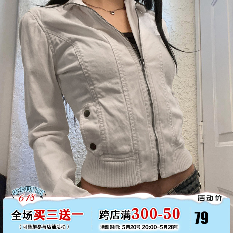 ROCKMORE【工业时代】美式复古vibe口袋拉链短外套 辣妹休闲夹克 女装/女士精品 短外套 原图主图