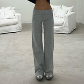 ROCKMORE 灰色基础百搭长裤 极简主义 辣妹运动休闲宽腰口袋卫裤