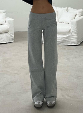 ROCKMORE【极简主义】辣妹运动休闲宽腰口袋卫裤灰色基础百搭长裤