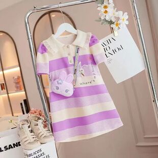 夏装 公主裙小女孩A字裙子潮女童洋装 儿童洋派polo 2025新款 夏季