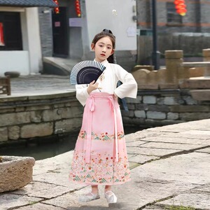 青丘女狐马面裙国风古装明制改良汉服女孩春款国风儿童马面裙套装