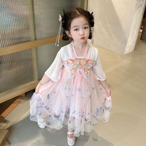 女童汉服连衣裙夏季薄款儿童新款公主裙中国风唐装裙子女童连衣裙