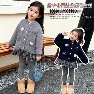 时尚 女宝保暖儿童冬天韩版 棉袄 秋季 三层加棉加厚女童棉服洋气长袖