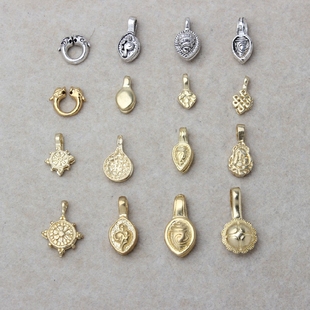 佛珠卡子配饰 纯黄铜合金银夹子 穿佛珠手串文玩配饰108颗配件