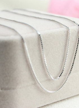 足银首饰品日韩盒子链锁骨纯项