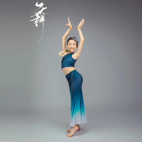 傣族舞蹈服孔雀舞练习裙修身包臀
