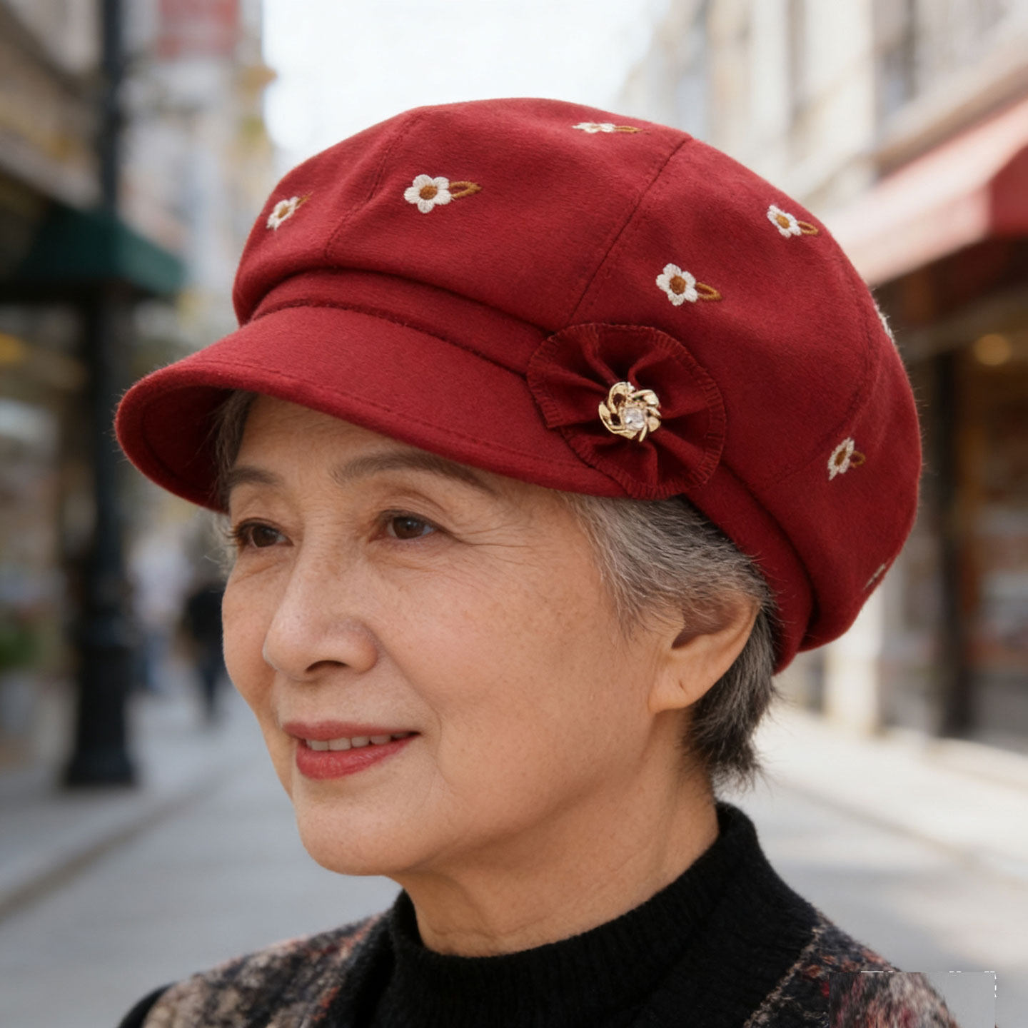 中老年妈妈贝雷帽春秋布料薄款八角帽奶奶洋气女士鸭舌帽送长辈礼
