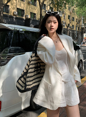 Middletone | 老钱西装 100亚麻极简轻奢透气天然面料西服外套女