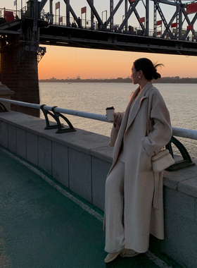 Middletone | 米兰往事 100羊毛双面呢翻领大衣女中长款毛呢外套