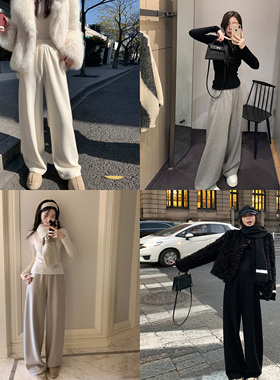 Middletone | 升温裤~480g羊毛醋酸休闲高腰阔腿裤运动裤女