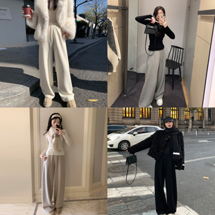 运动裤 480g羊毛醋酸休闲高腰阔腿裤 女 升温裤 Middletone