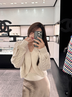 Middletone | 富士山下 highline私服线老钱感麻花针织开衫女毛衣