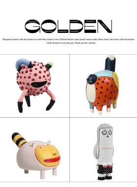 简约现代树脂彩绘卡通摆件样板房儿童房客厅电视柜玄关艺术品摆台