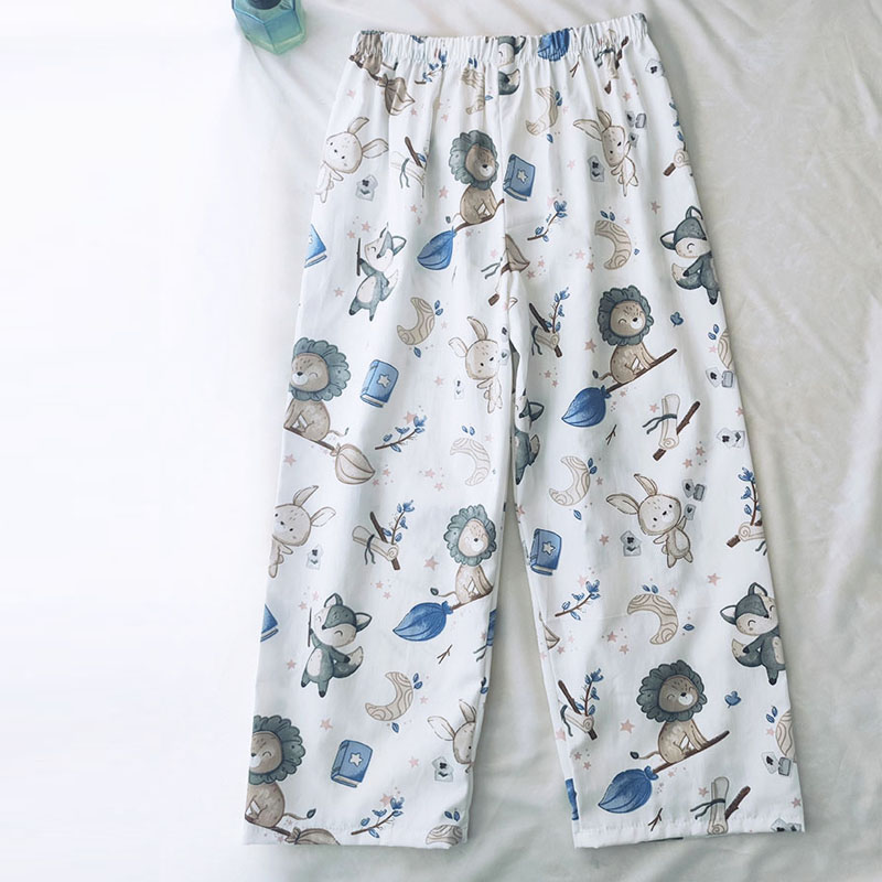 春秋薄款儿童睡裤男童全棉家居裤纯棉初中生男孩长裤宽松加大码夏