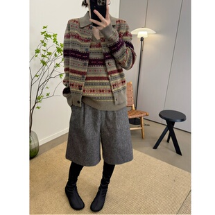 羊毛休闲松紧腰百搭灰冬季 新品 毛呢中裤 西装 MKDesign 短裤 秋季