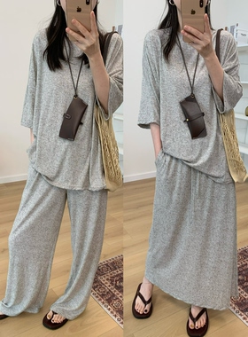 MKDesign 夏季新品 懒人套装超薄简约舒服百搭亚麻T恤套装
