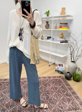 MKDesign 夏季新品 超薄透气休闲和纸纱口袋圆领慵懒舒服毛衣