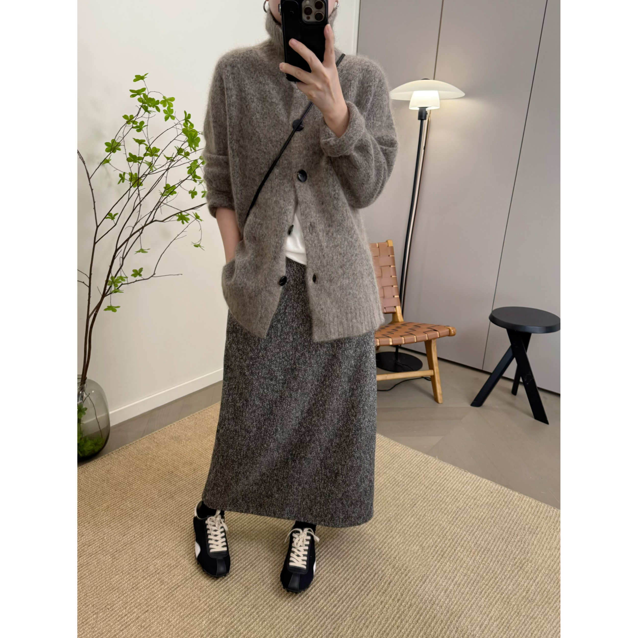 MKDesign 秋冬新品 加厚气质休闲简约直筒显瘦羊毛半身长裙