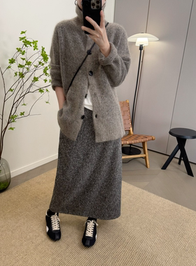 MKDesign 秋冬新品 加厚气质休闲简约直筒显瘦羊毛半身长裙