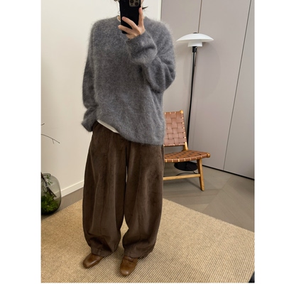 MKDesign 冬季新品 宽松香蕉弧度复古休闲时髦加绒加厚灯芯绒长裤