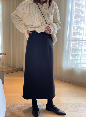 MK Design2022秋冬显瘦百搭直筒加厚工装半裙日系通勤气质半身裙