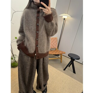 复古马海毛立领纽扣针织开衫 新品 毛衣外套 冬季 MKDesign