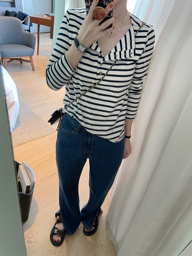 日系休闲大翻领衣领棉质女性