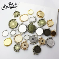 RuiSha Ретро аксессуар, двусторонние золотые бронзовые аксессуары, DIY, с драгоценным камнем