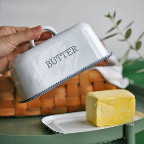 BAOZAKKA英式搪瓷带盖黄油罩点心罩欧式黄油盒牛油奶酪甜点托盘