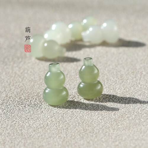 天然和田玉小葫芦 通孔白玉 弟子珠 文玩 手串手链配饰配珠