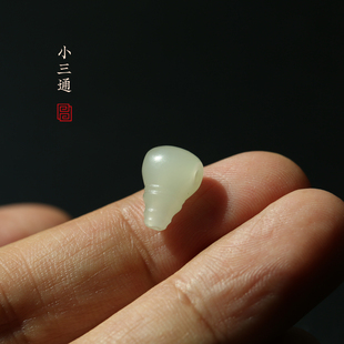 6mm珠子 适配5 天然和田玉三通配饰 青白玉山料小三通