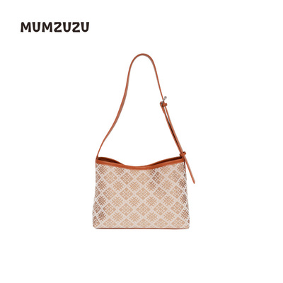 牛仔系列花瓣小托特包素锦