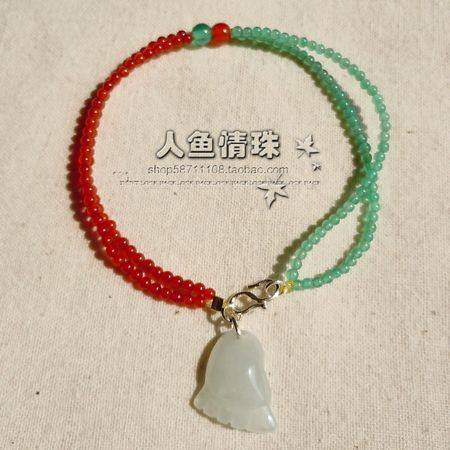 【小鱼原创】撞色红香绿玉玛瑙求条*翡翠小脚防小人手链