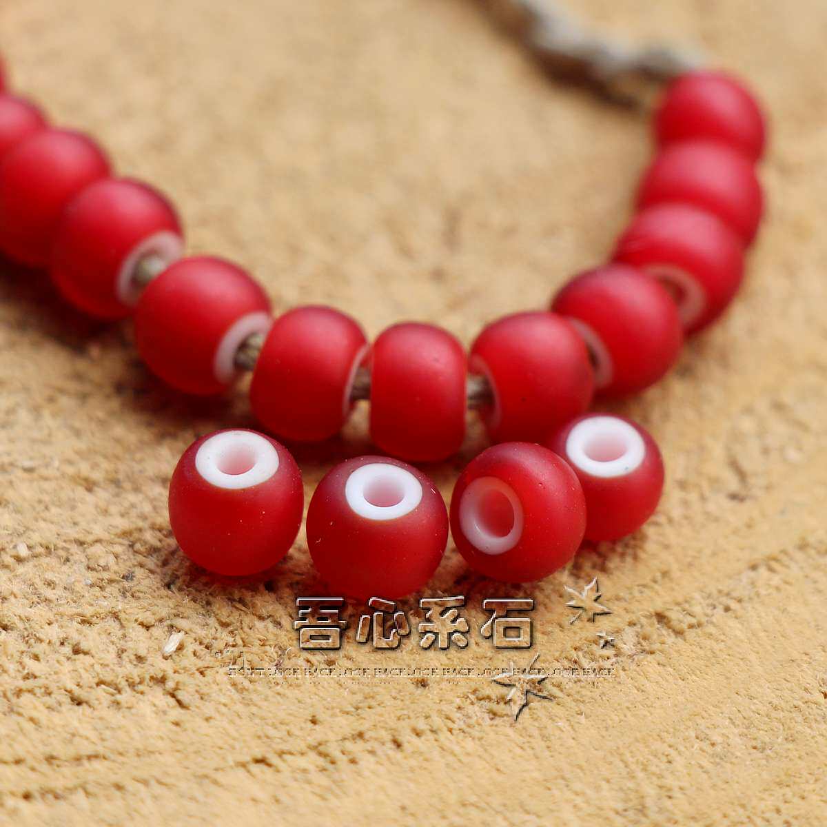 diy佛珠年份樱桃红老琉璃图片