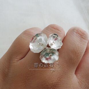 『系石』纯银手工 相依相偎 簇拥荷叶 灵动戒指 指环