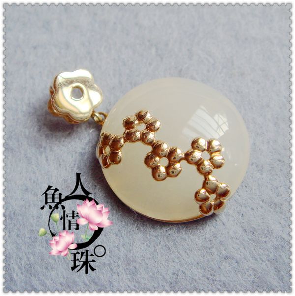 温润羊脂白玉之雾里看花．国石和田精工9K黄金手工镶嵌包邮送证