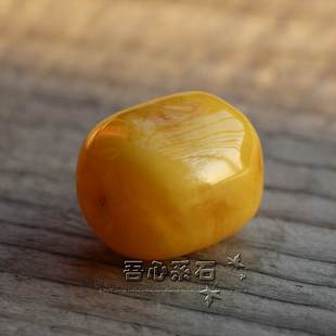 『系石』DIY饰品配件 好品相鸡油黄老蜜蜡桶珠124-2蜜蜡散珠单珠