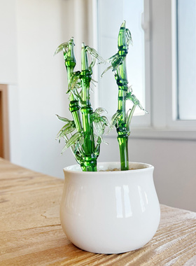 非遗琉璃竹子摆件手工创意家居饰品客厅玄关电视柜装饰品桌面礼物