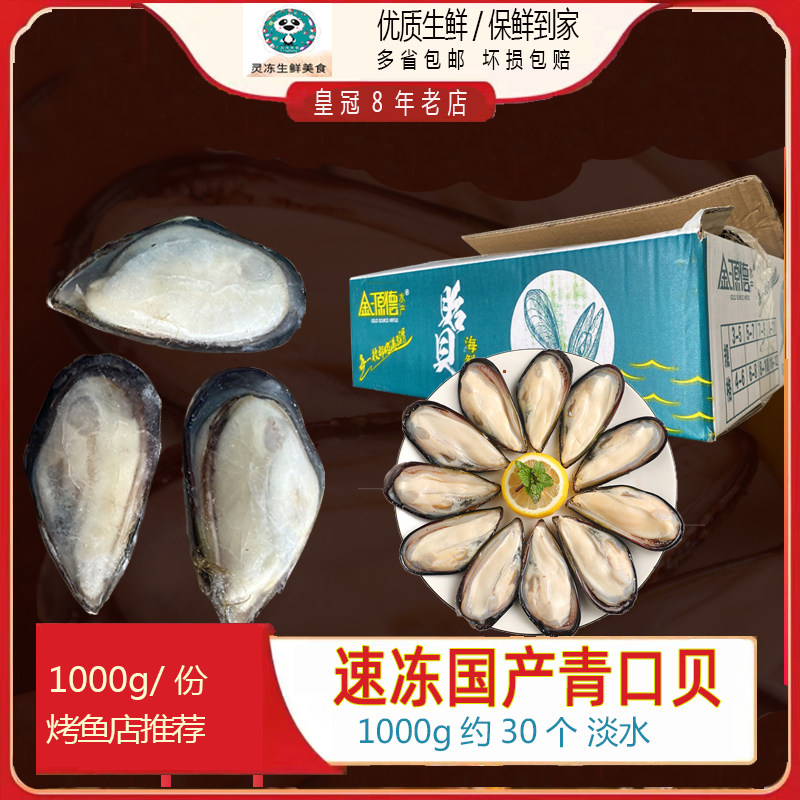 新鲜冷冻青口贝国产蓝口1000g/约30个寿司料理海鲜烧烤多省包邮