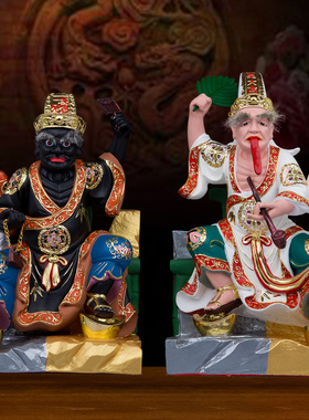 树脂七爷八爷像中式客厅工艺摆件