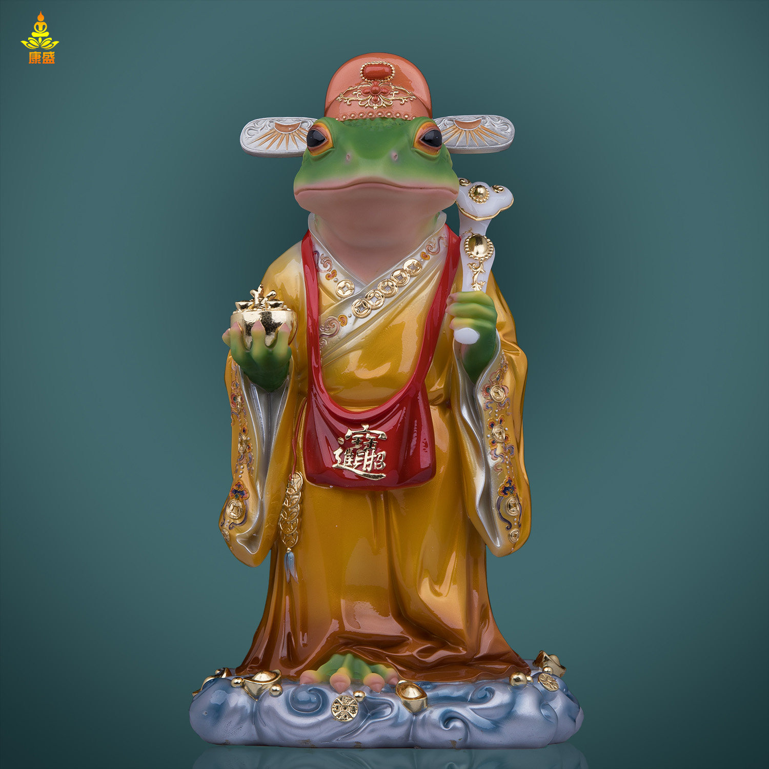汉白玉三足金蟾佛像中式客厅摆件