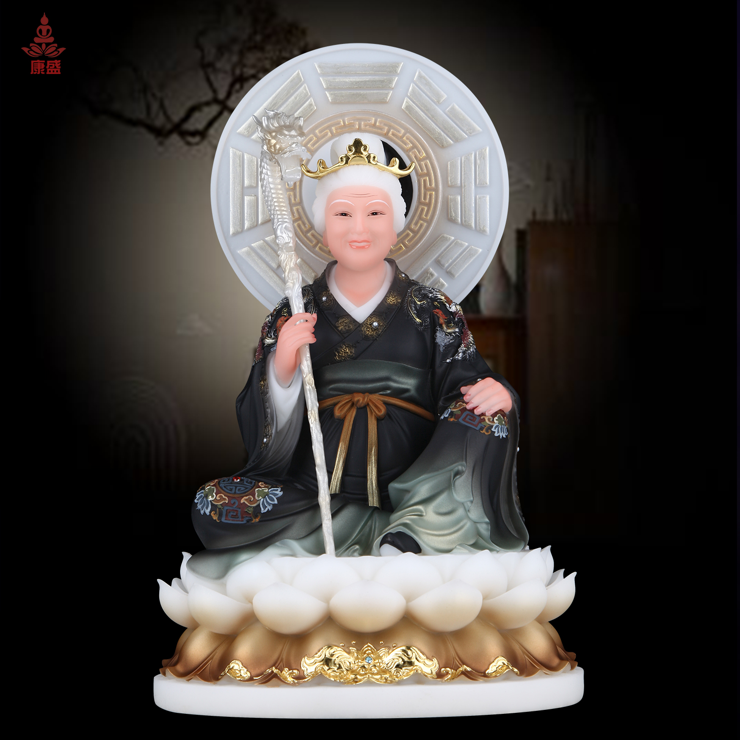 汉白玉黑老太太神像铁刹山黑妈妈像四大家族黑老太佛像摆件新品