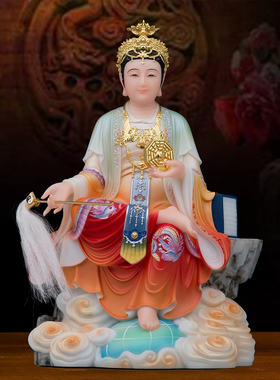 汉白玉地母娘娘神像摆件