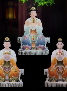 三霄娘娘汉白玉彩绘泰山奶奶摆件