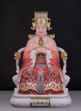 汉白玉海神娘娘天后圣母妈祖雕像