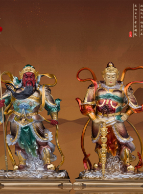 康盛黄铜供奉摆件中式伽蓝韦陀像