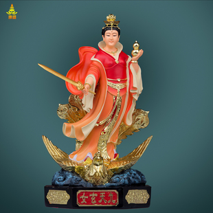 树脂彩绘九天玄女神像踏凤骑凤九天玄女九天娘娘家用道堂供奉摆件