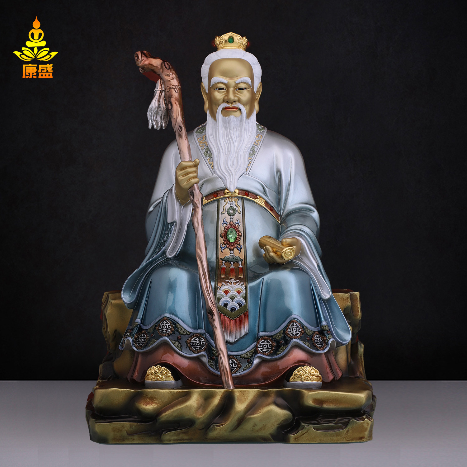 纯铜彩绘佛像摆件中式药王爷