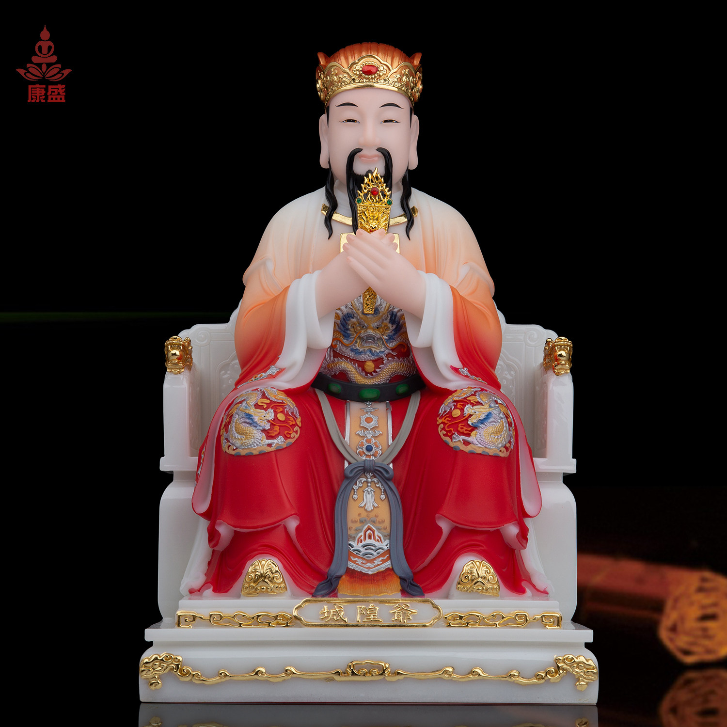 城隍爷神像汉白玉彩绘城隍庙工艺品神堂佛像城隍老爷摆件